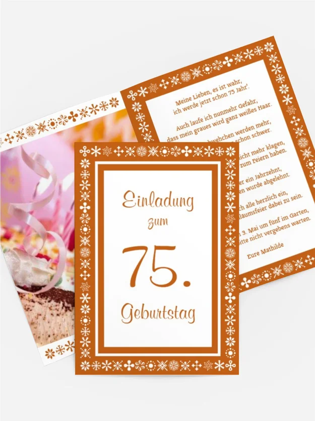Geburtstagseinladung florale Elemente 75 Foto