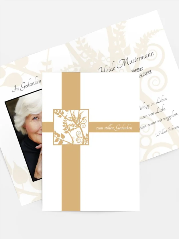 Sterbebildkarte Florales Quadrat