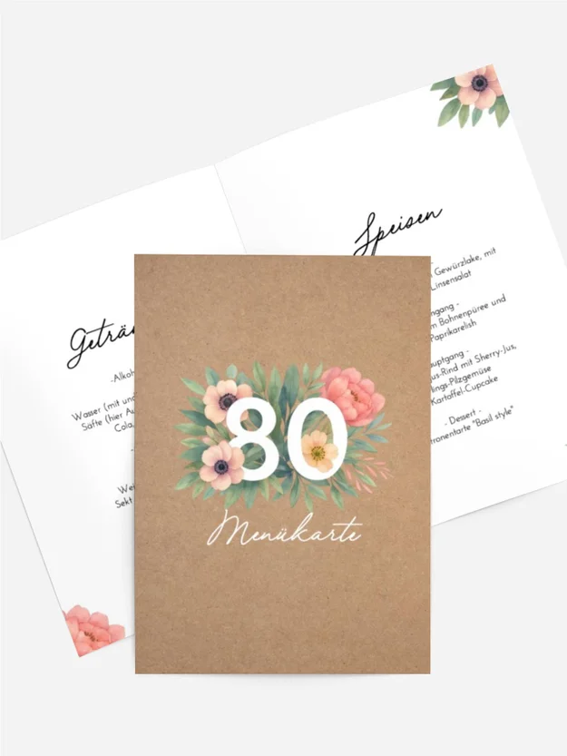 Menükarte Geburtstag Blütejahre