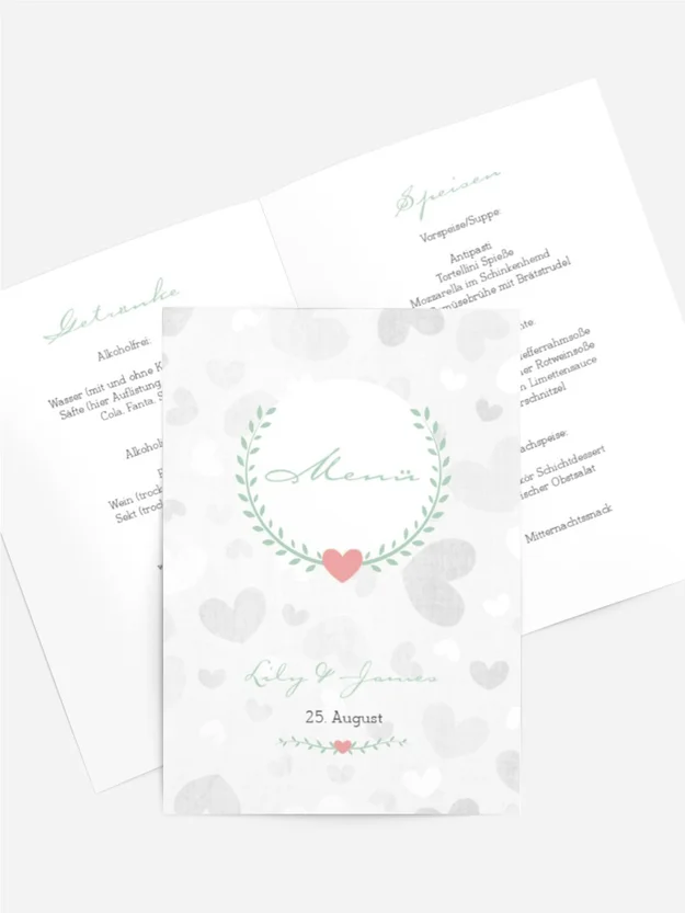 Hochzeitsmenükarte Zarte Ranke