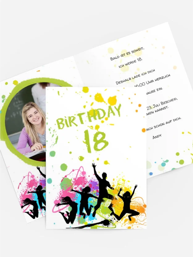 Geburtstagseinladung bunte Party 18 Foto