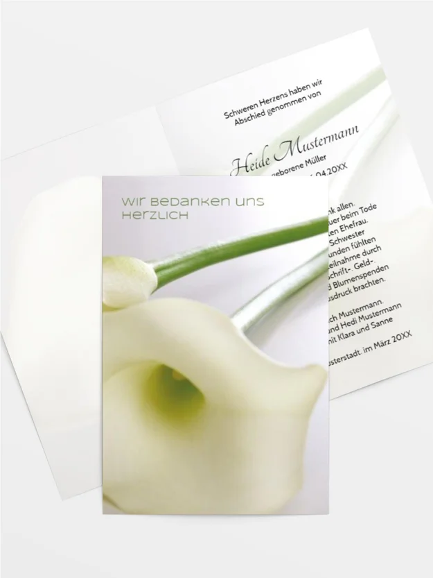 Trauerdanksagung Calla hoch