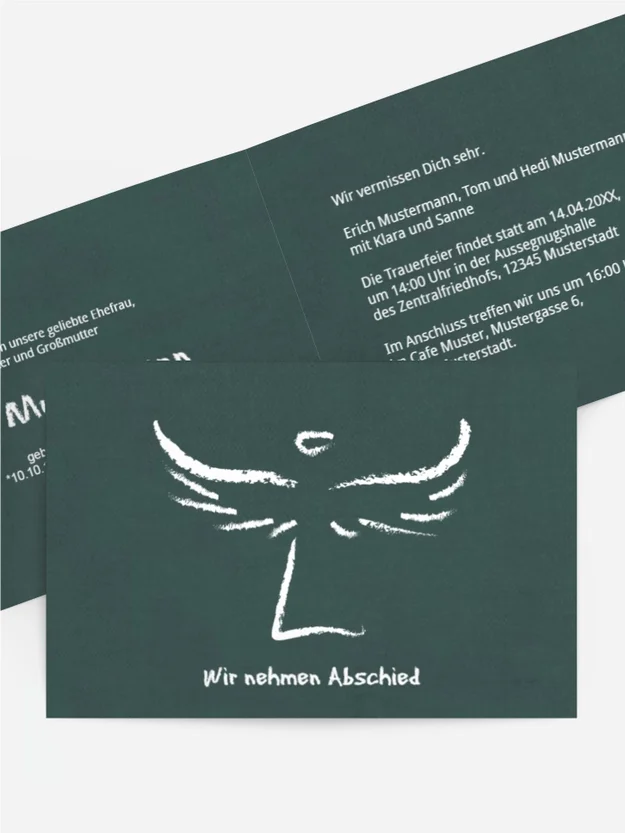 Trauerkarte heavenly wings quer Trauerkarte heavenly wings quer