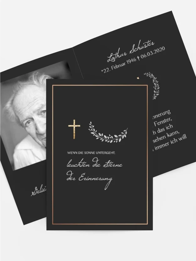 Sterbebildkarte Goldenes Kreuz