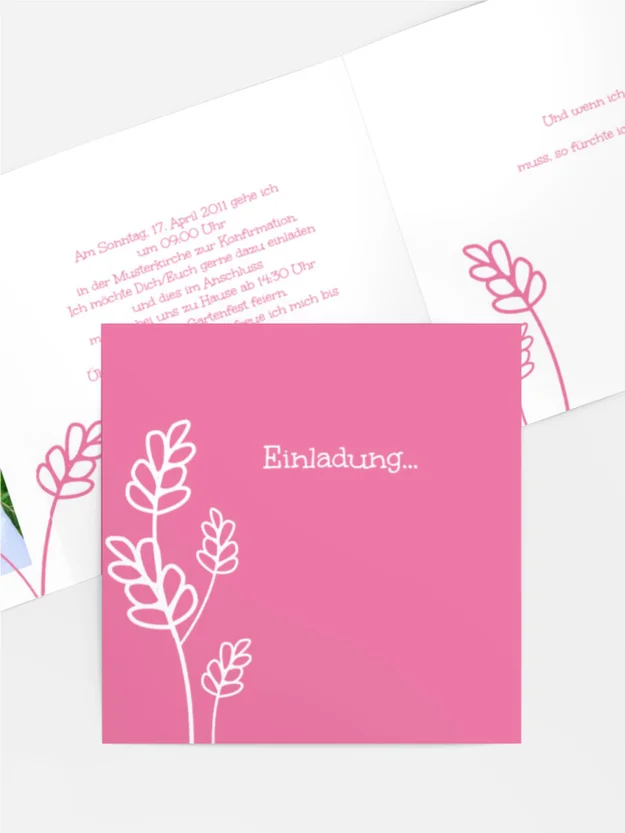 Einladungskarte Konfirmation Gräser