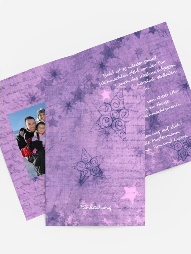 Weihnachts Einladungskarte privat Sternengrund
