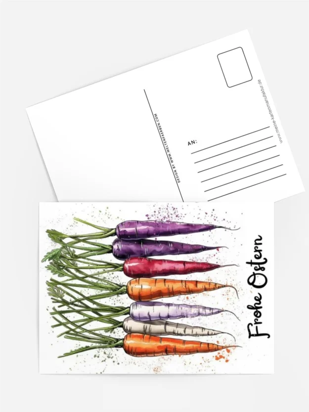 „Osterkarte Bunte Möhren – Fröhlicher Aquarellgruß“