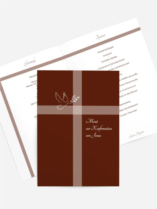 Menükarte zur Konfirmation Glaubensbote