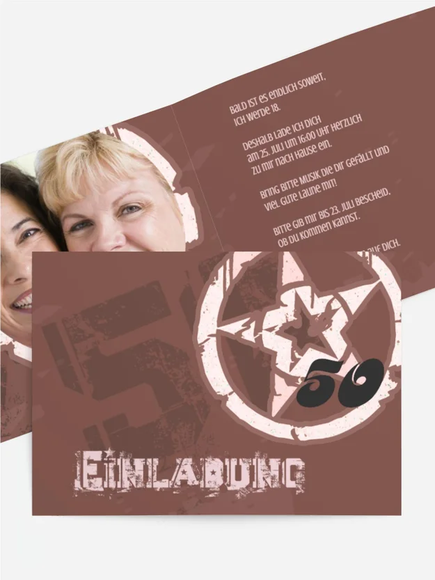 Einladungskarte zum Geburtstag star style 50 Foto