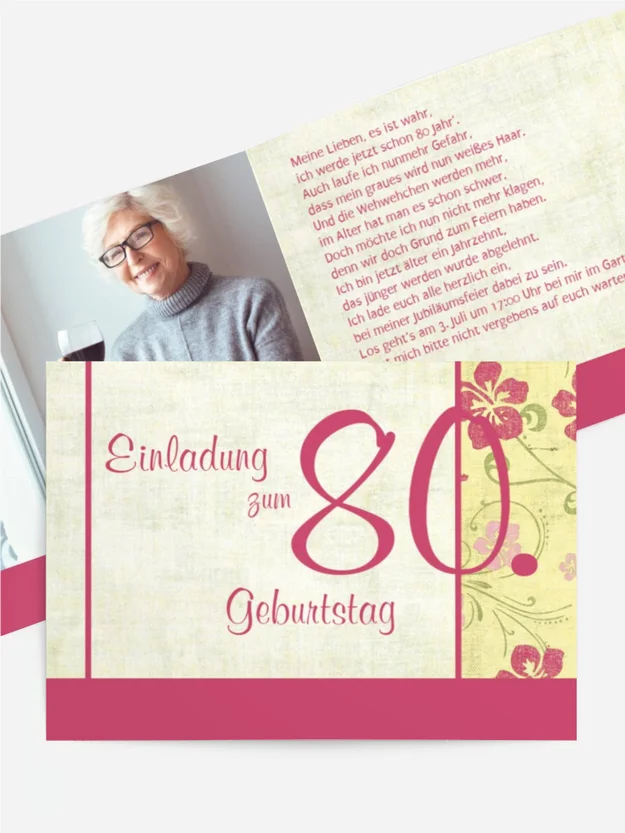 Einladung zum Geburtstag Hibiskus 80 Foto
