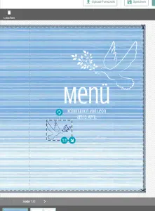 Menükarte Kommunion von Leon am 15. April in Blau und Weiß