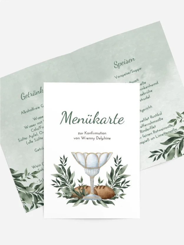 Menükarte Konfirmation Üppige Zweige