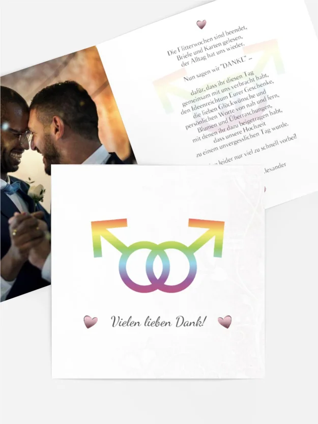 Dankeskarte Hochzeit "Im Zeichen der Liebe - Männer"