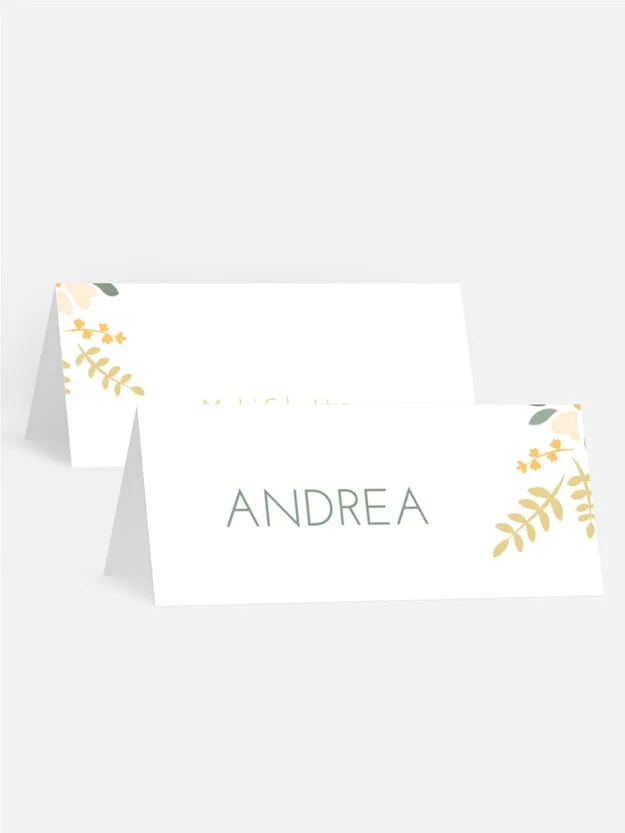 Tischkarte Geburtstag Blumengirlanden