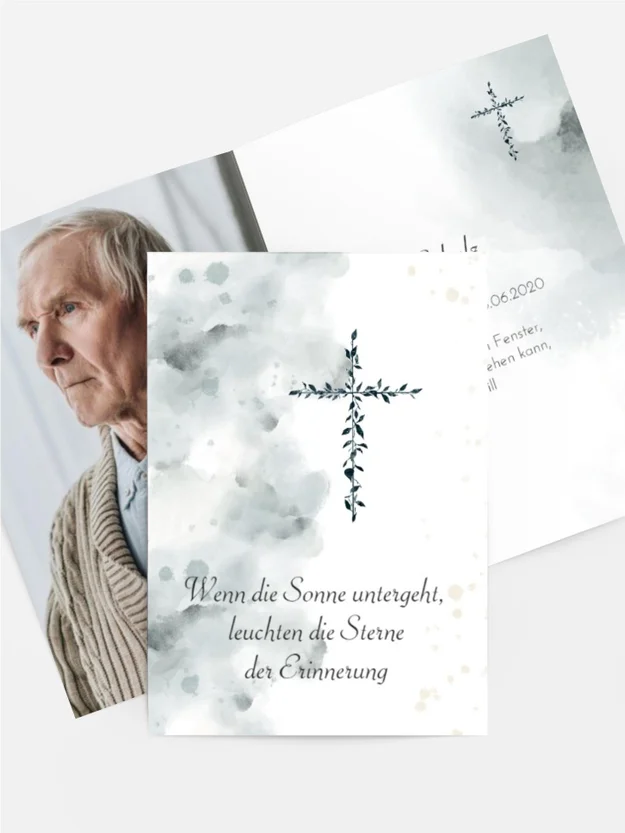 Sterbebildkarte Jesus Blumenkreuz