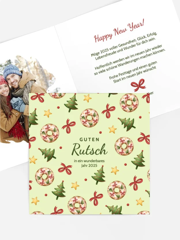 Neujahrskarte Feiertagskrapfen