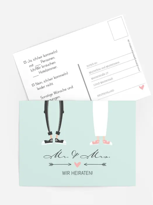 Antwortkarte zur Hochzeit Pärchen
