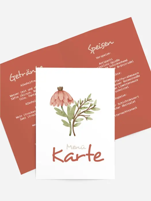 Menükarte Taufe Hase mit Kinderwagen