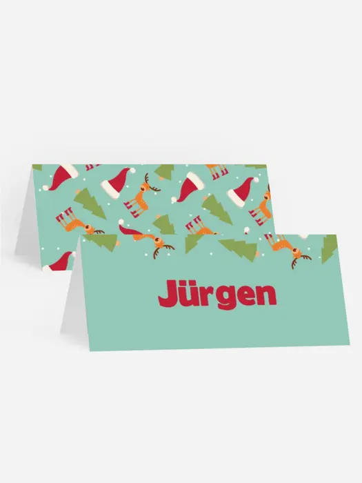 Tischkarte Weihnachten Attribute von Santa