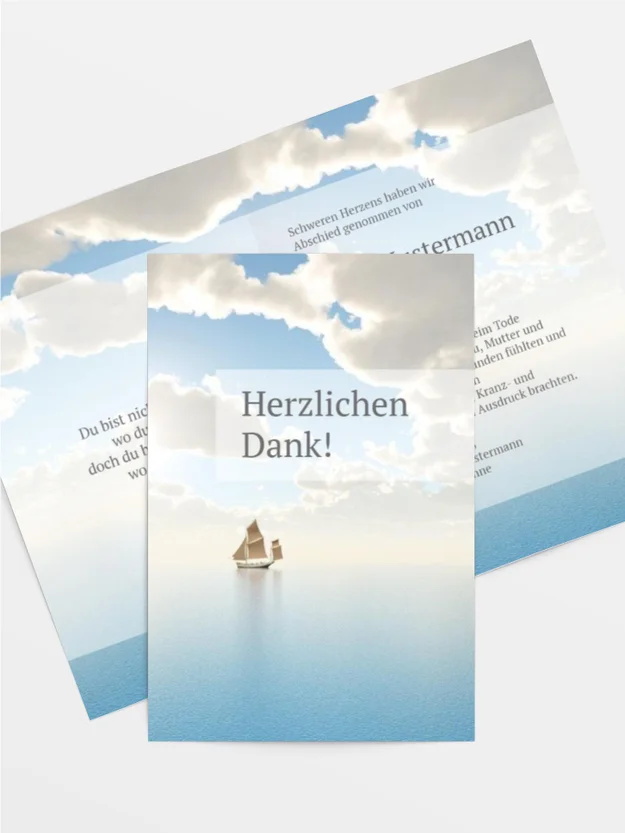 Trauerdanksagung Schiff hoch