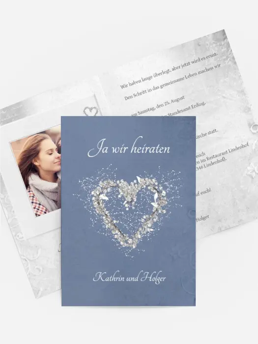 Hochzeit Einladungskarte glamour heart