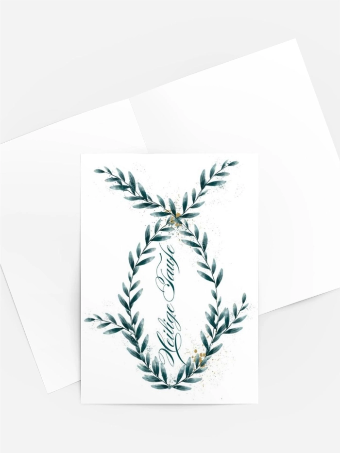 „Einladungskarte Heilige Taufe – Aquarell Fisch & Eukalyptus“ „Einladungskarte Heilige Taufe – Aquarell Fisch & Eukalyptus“