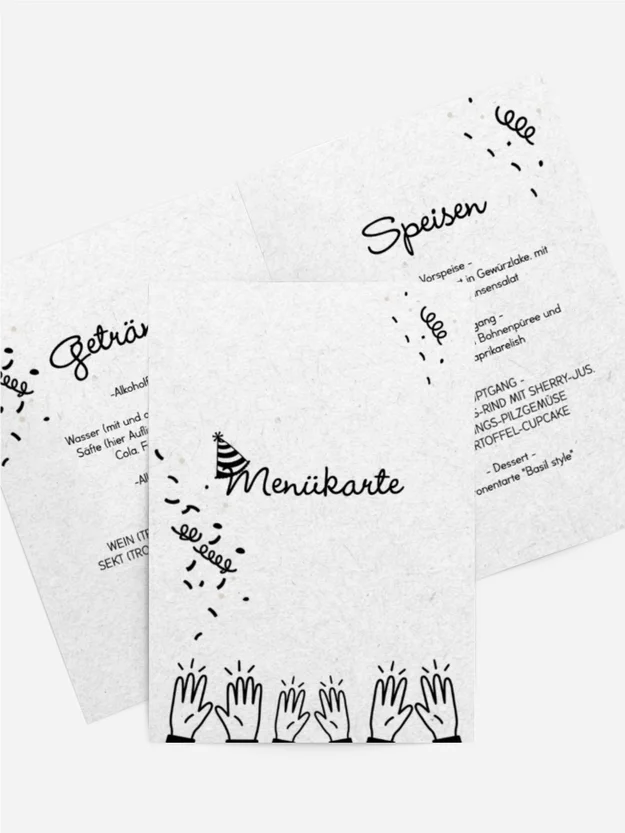Menükarte Geburtstag Hände feiern