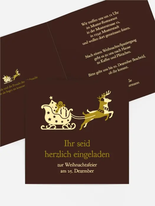 Einladungskarte Weihnachten Privat Kutsche