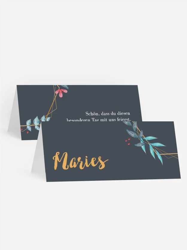 Tischkarte Taufe Blumenschleifen