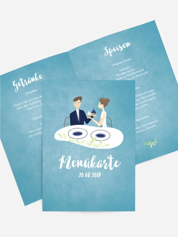 Menükarte In die glückliche Zukunft Menükarte In die glückliche Zukunft