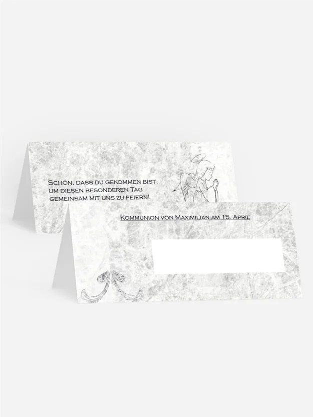 Tischkarte Kommunion Relief-Engelchen