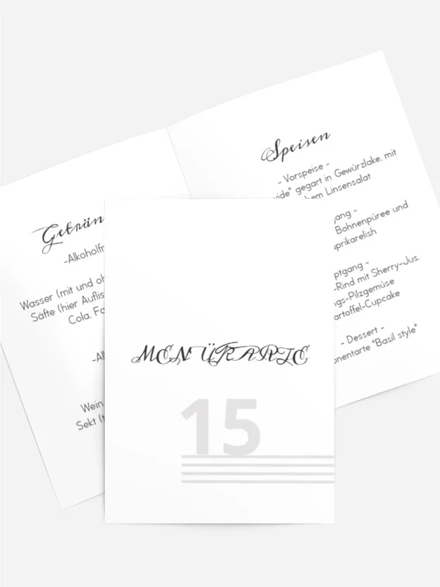 Menükarte Geburtstag Zweierlei
