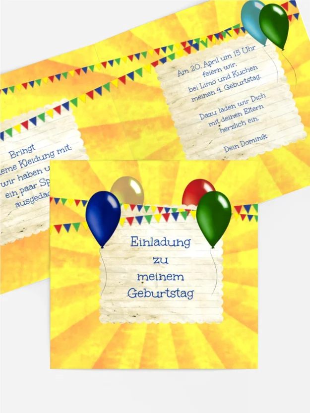 Einladungskarte Geburtstag Luftballons Einladungskarte Geburtstag Luftballons