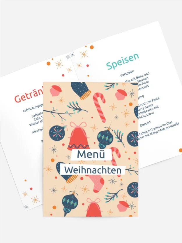 Menükarte Weihnachten Buntes Spielzeug