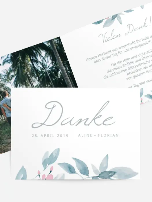 Dankeskarte Hochzeit "Blauregen"