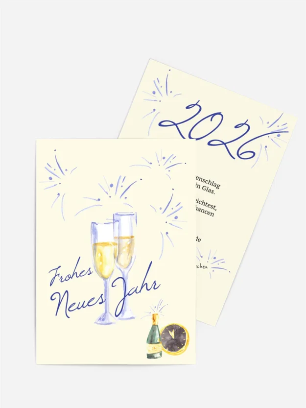 Neujahrskarte Sektanstoß Neujahrskarte Sektanstoß