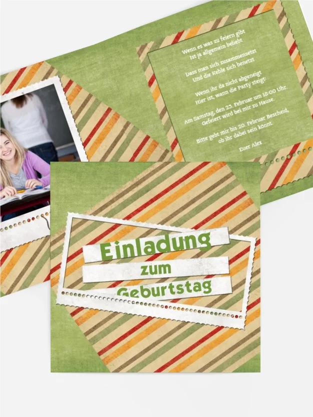 Einladungskarte für Jugendliche color stripes Foto Einladungskarte für Jugendliche color stripes Foto