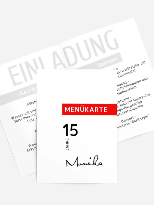 Menükarte Geburtstag Partycover