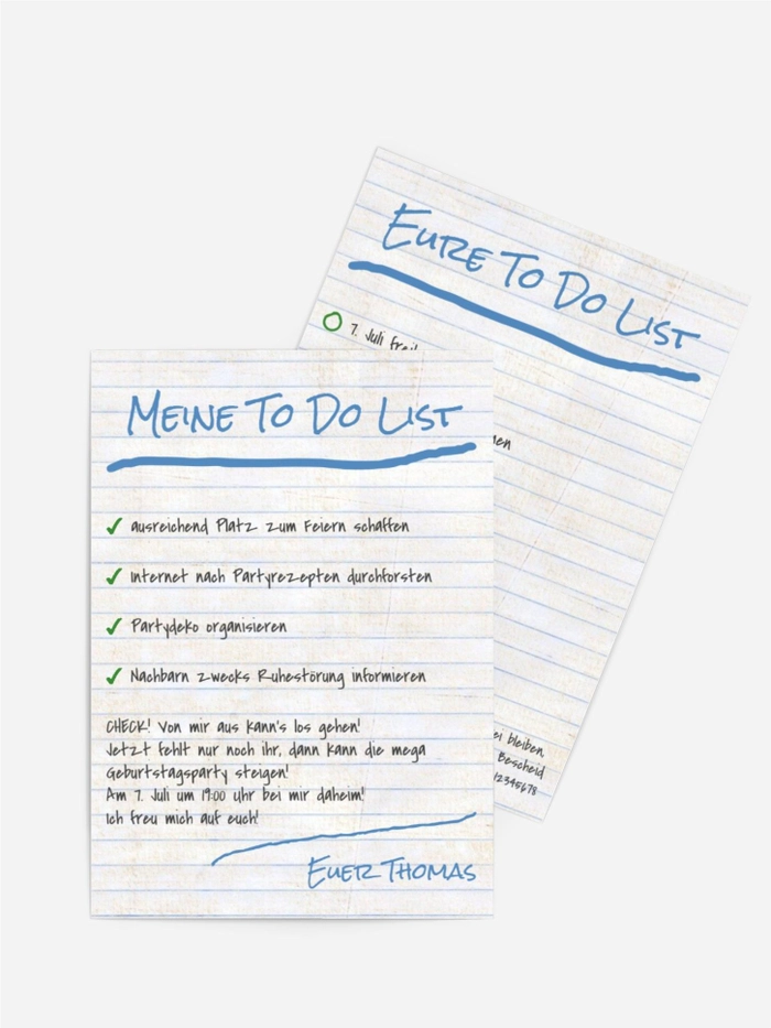 Einladungskarte zum Geburtstag Checkliste Einladungskarte zum Geburtstag Checkliste