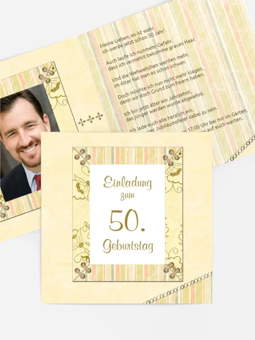 Geburtstagseinladungskarte Nostalgie 50 Foto