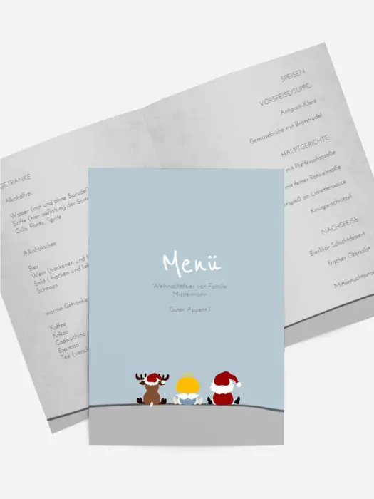 Weihnachts Menükarte Trio