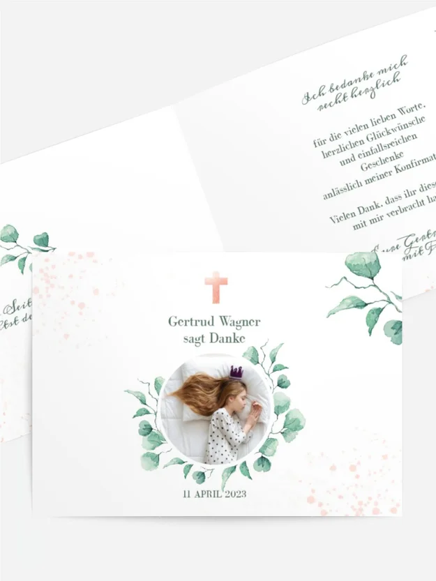 Dankeskarte Konfirmation Blütenkranz Dankeskarte Konfirmation Blütenkranz