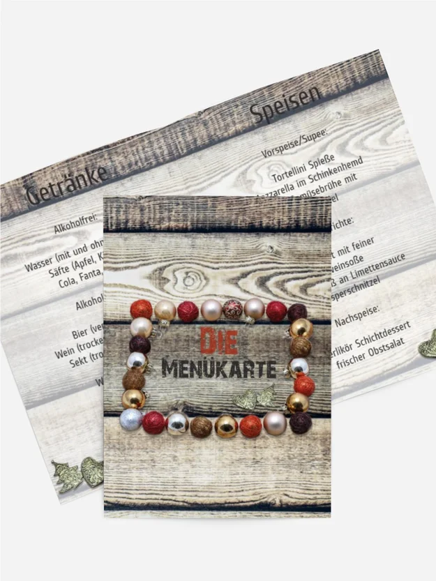 Weihnachtsmenükarte Kugelrahmen