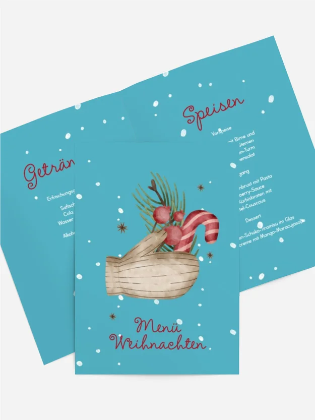 Menükarte Weihnachten Warme Handschuhe