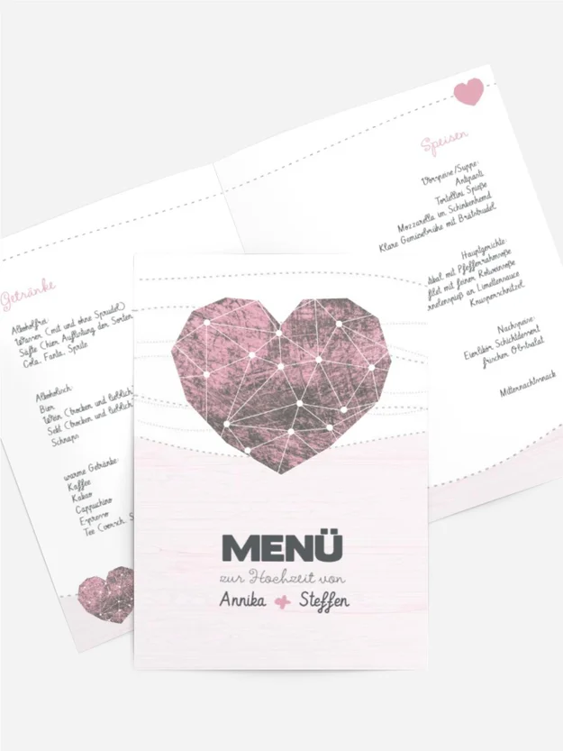 Menükarte zur Hochzeit Sternenbild