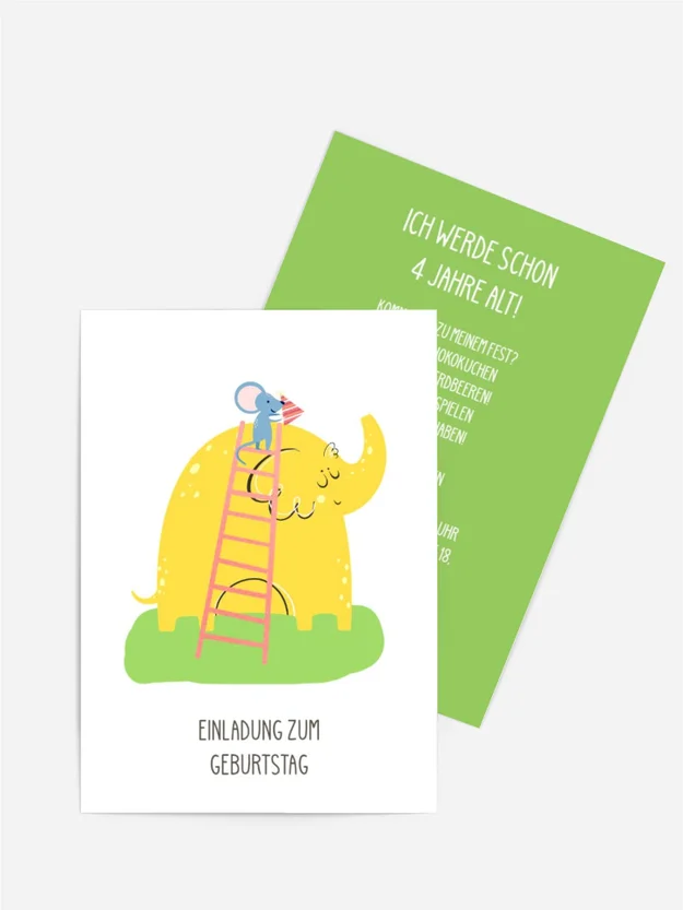 Geburtstagskarten Elefant und Maus