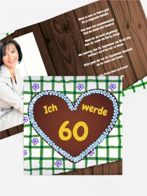 Geburtstagseinladungskarte Lebkuchenherz 60 Foto