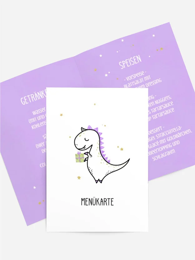 Menükarte Geburtstag T-Rex
