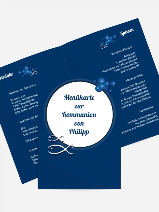 Menükarte Kommunion Star