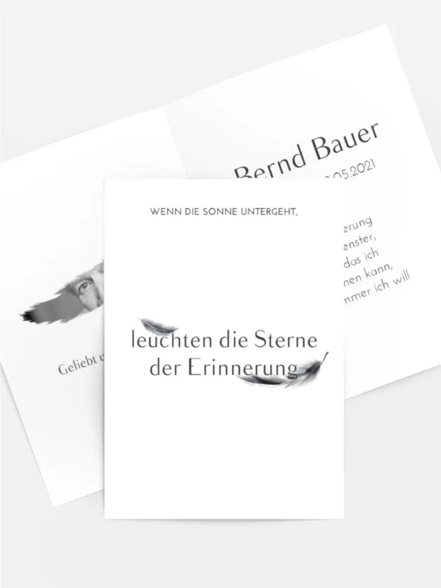 Sterbebildkarte Fallende Federn Sterbebildkarte Fallende Federn